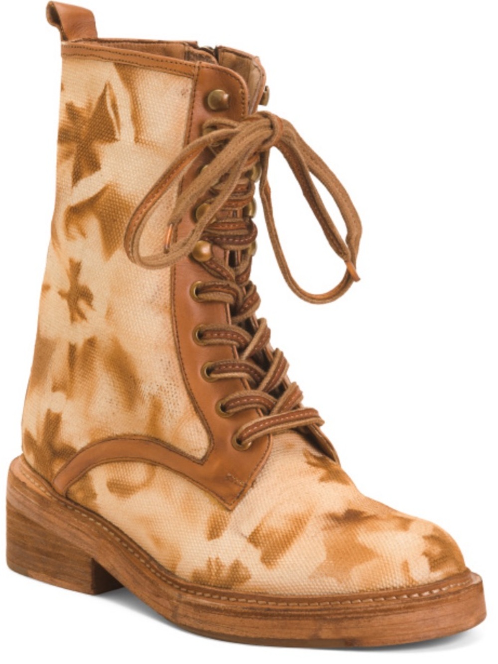 VINTAGE FOUNDRY Women’s Tan Tie-Dye Lace-Up Combat Boot
